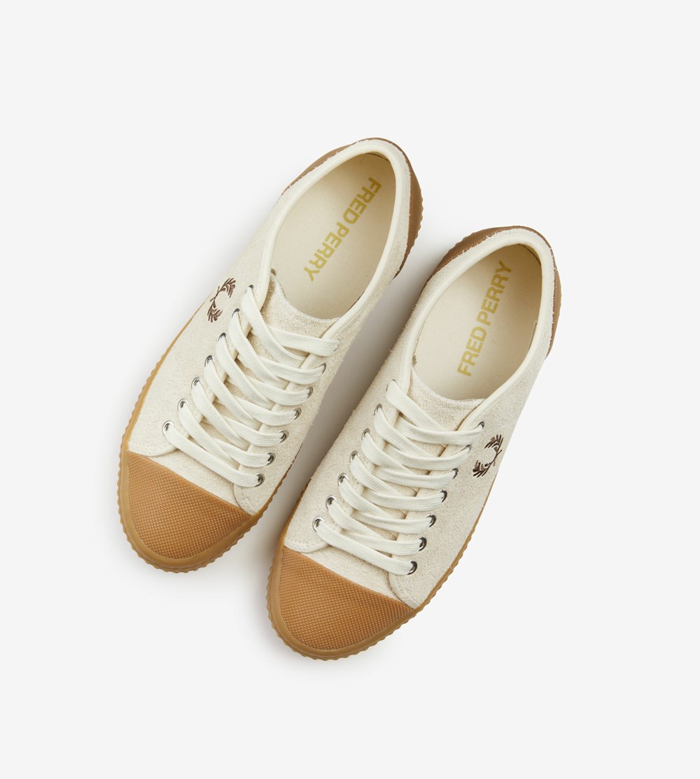 White Fred Perry Hughes Low Men's Canvas Shoes | YRZHF-1675