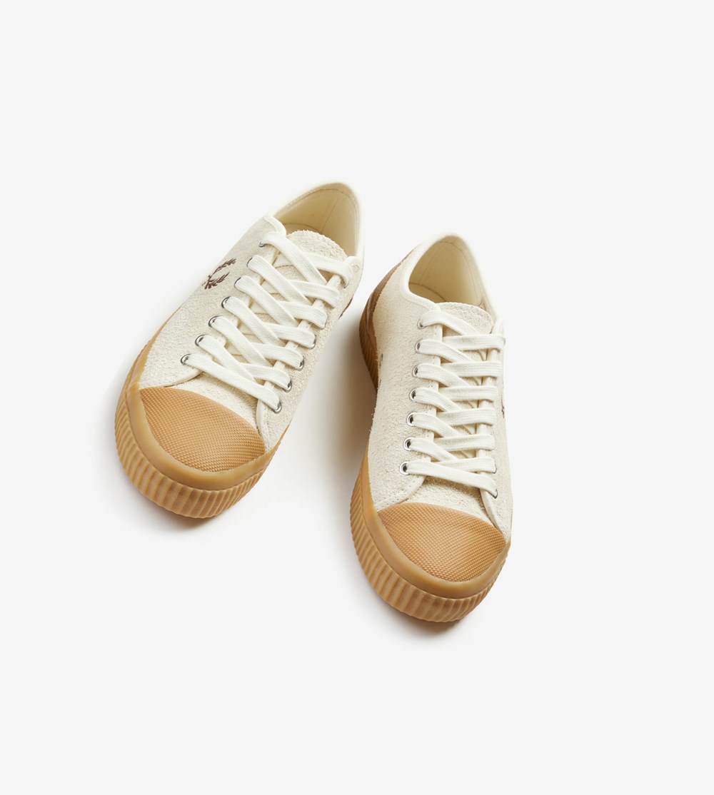 White Fred Perry Hughes Low Men's Canvas Shoes | YRZHF-1675