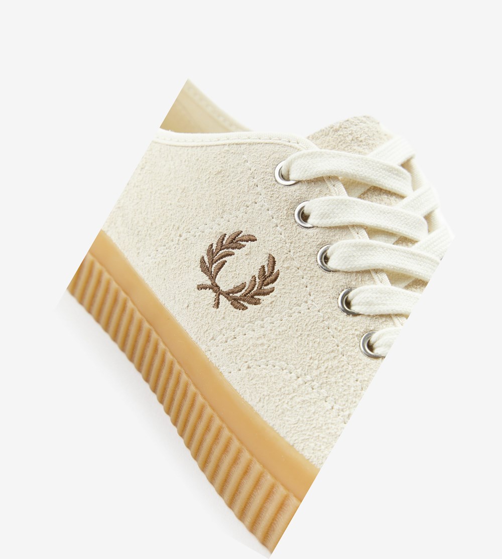 White Fred Perry Hughes Low Men's Canvas Shoes | YRZHF-1675