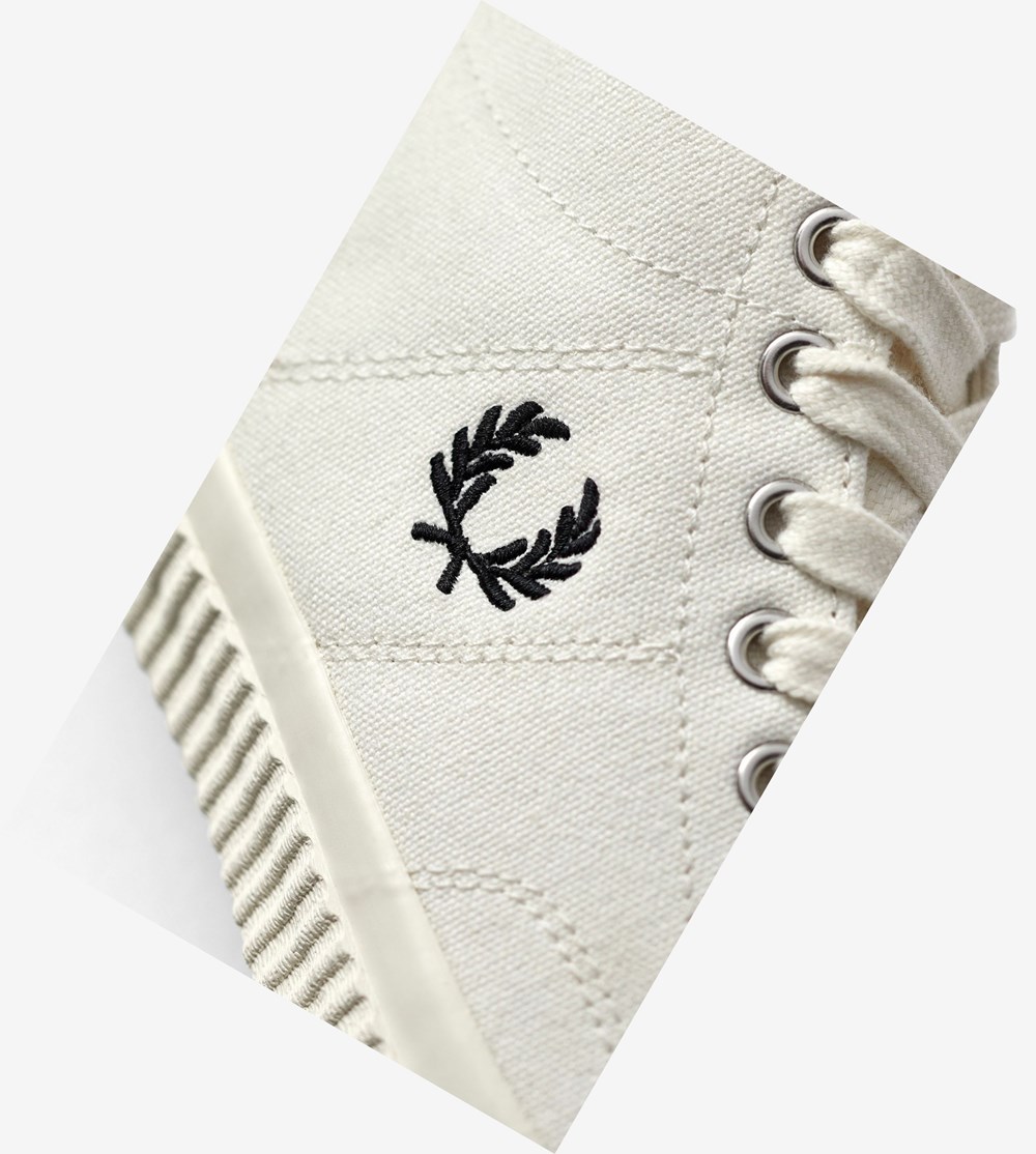 White Fred Perry Hughes Mid Women's Canvas Shoes | OIYSN-4892