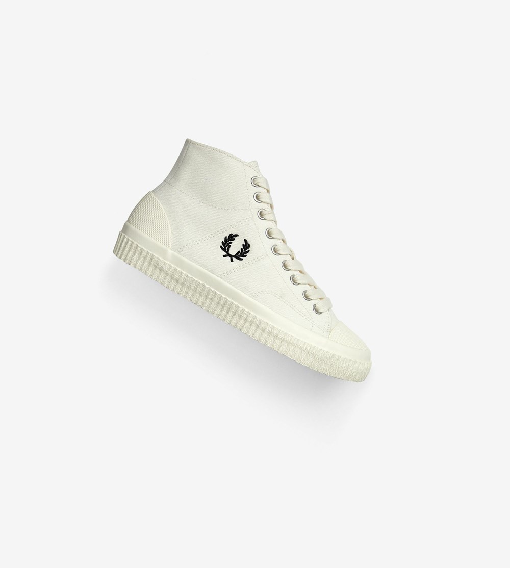 White Fred Perry Hughes Mid Women's Canvas Shoes | OIYSN-4892