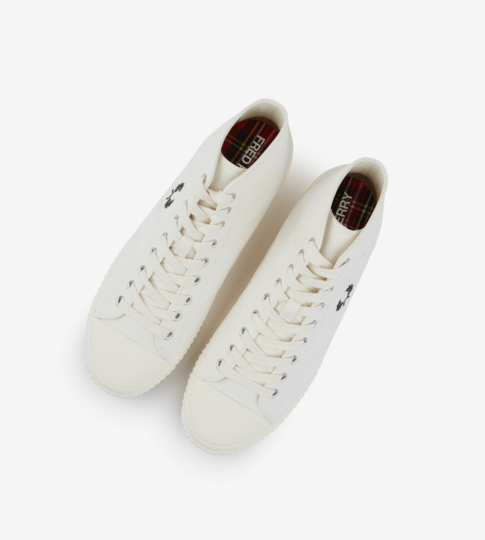 White Fred Perry Hughes Mid Women's Canvas Shoes | OIYSN-4892