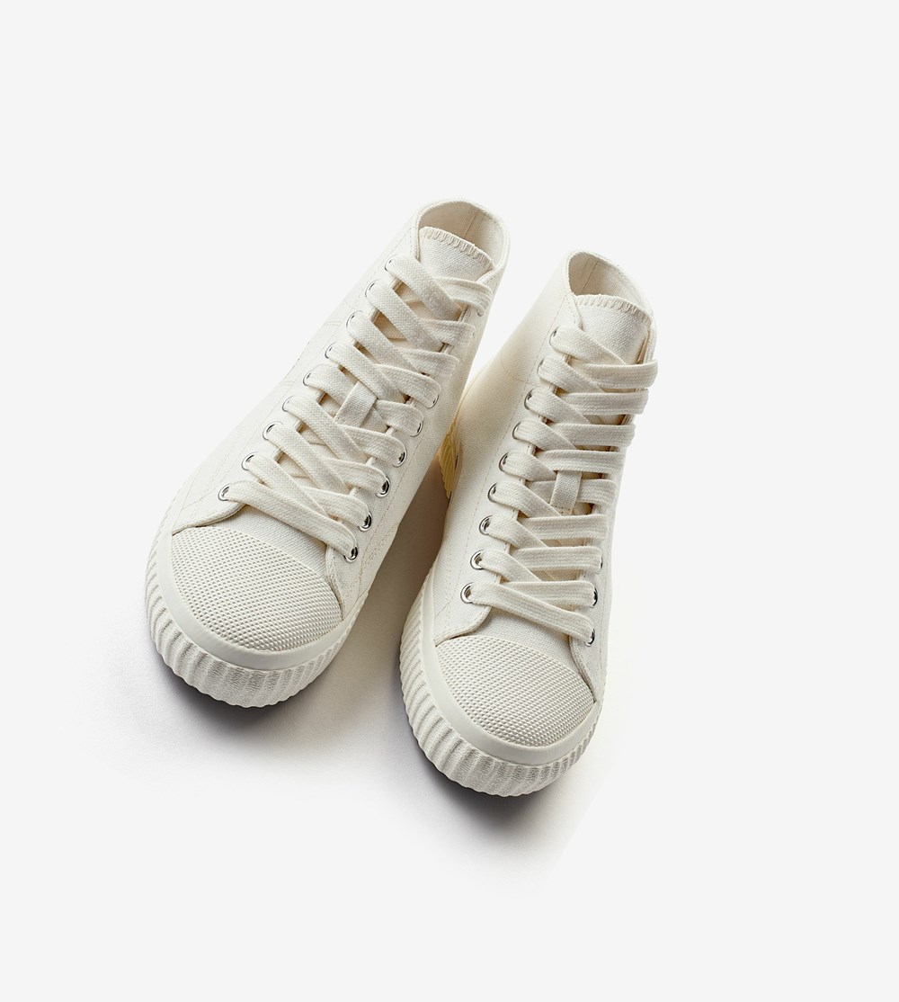 White Fred Perry Hughes Mid Women's Canvas Shoes | OIYSN-4892