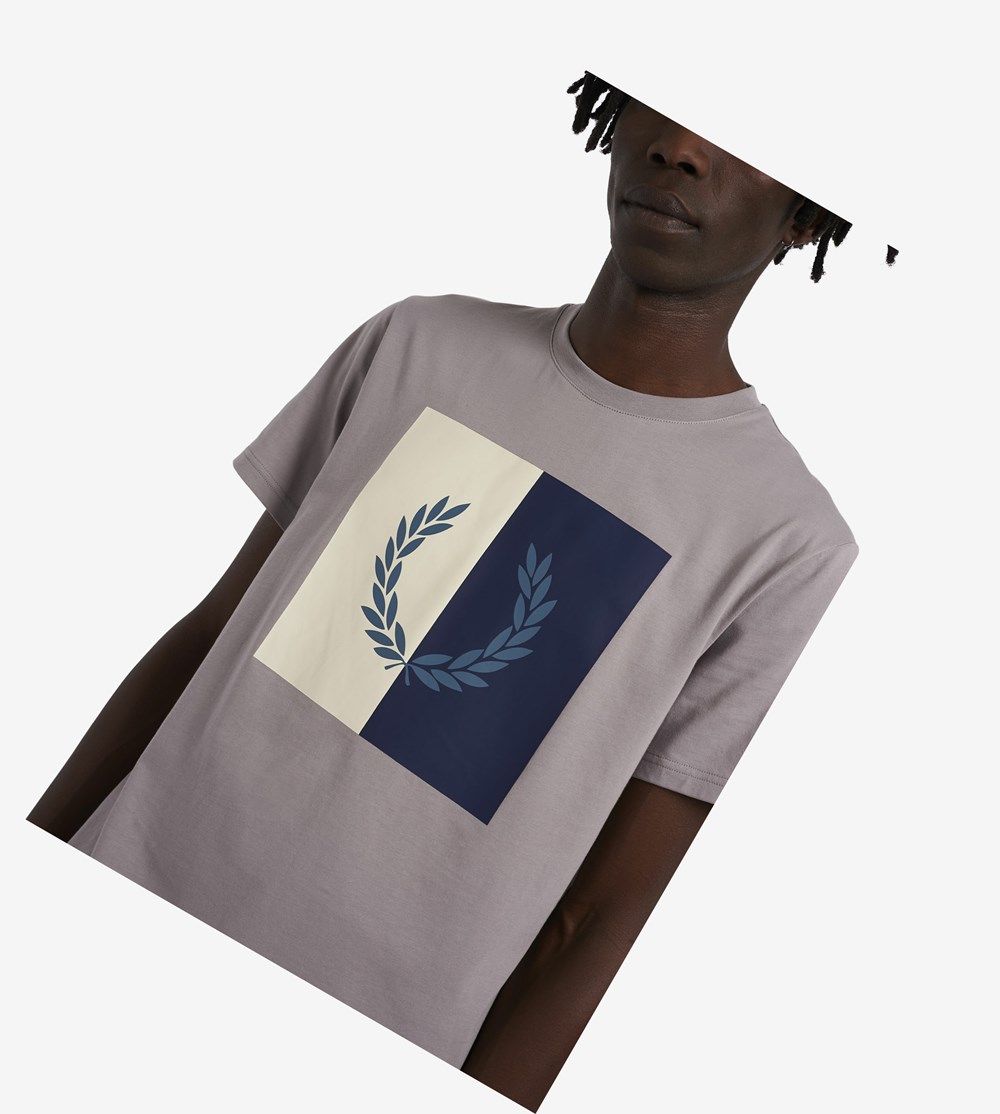 White Fred Perry Laurel Wreath Graphic Men's T Shirts | GVFNX-5492