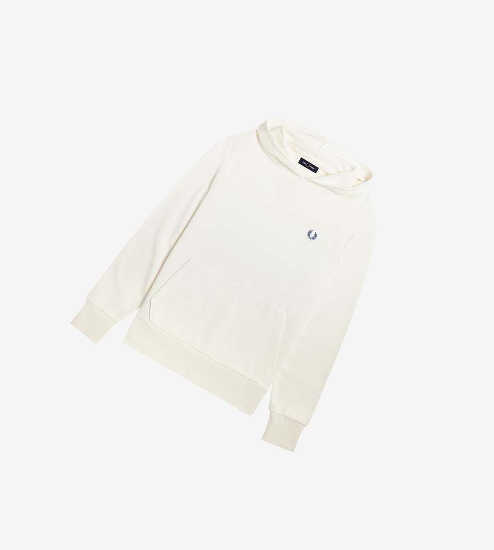 White Fred Perry Laurel Wreath Hooded Men's Sweatshirt | RZNIC-7609