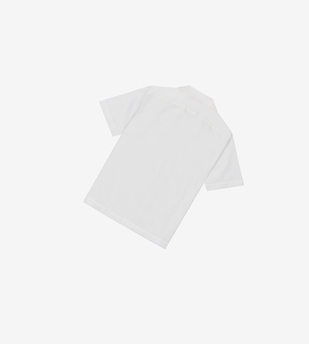 White Fred Perry Mesh Revere Collar Men's Shirts | ZMPDN-0537