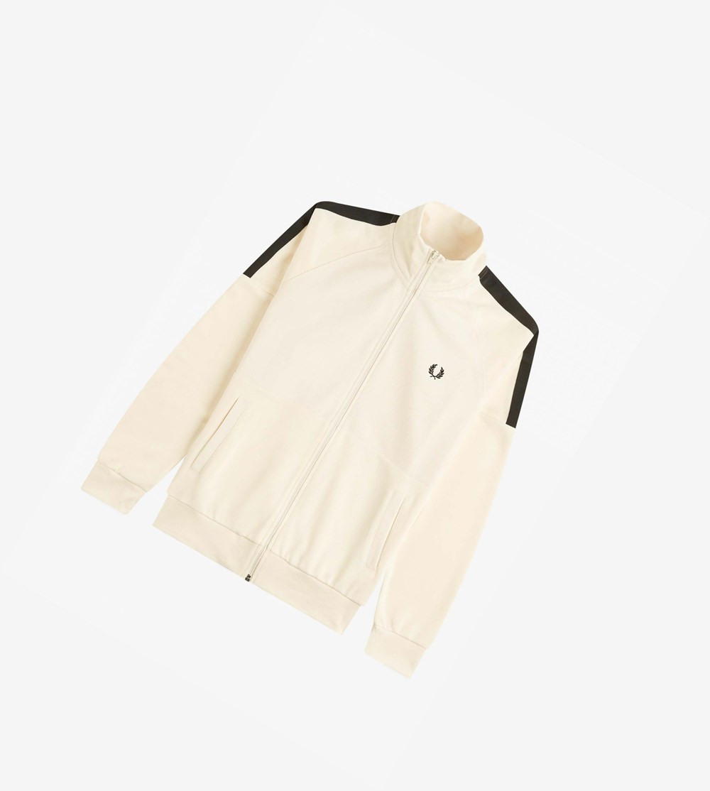 White Fred Perry Panelled Men's Track Jacket | OERXY-7402