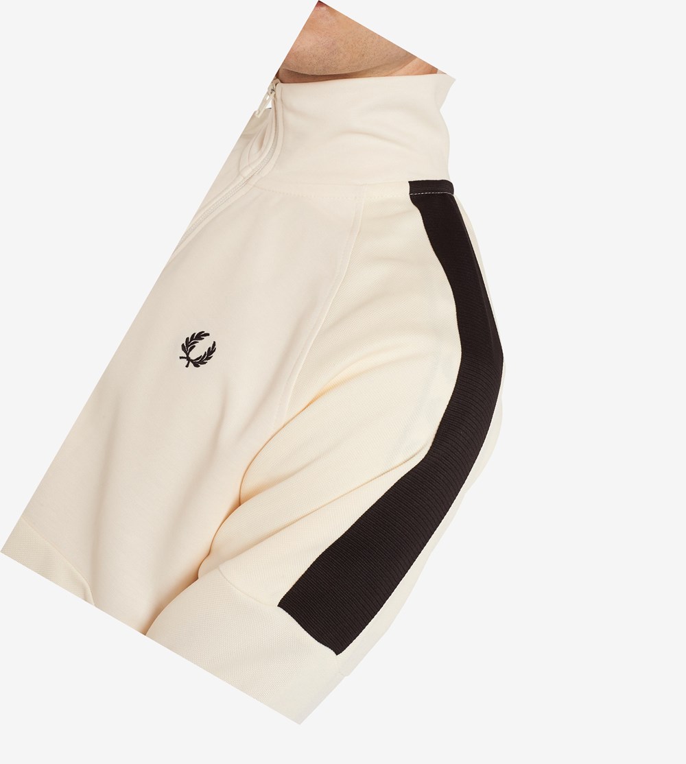 White Fred Perry Panelled Men's Track Jacket | OERXY-7402