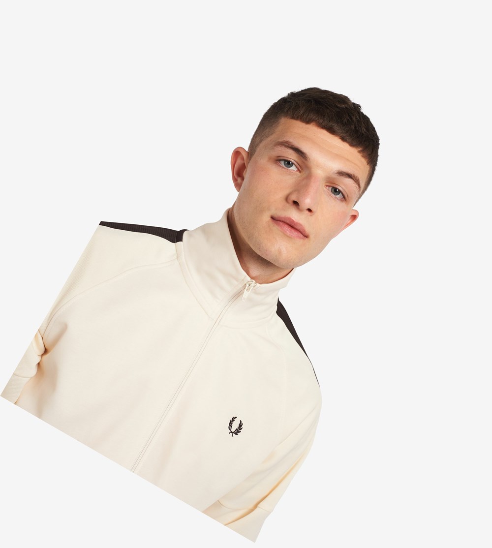 White Fred Perry Panelled Men's Track Jacket | OERXY-7402