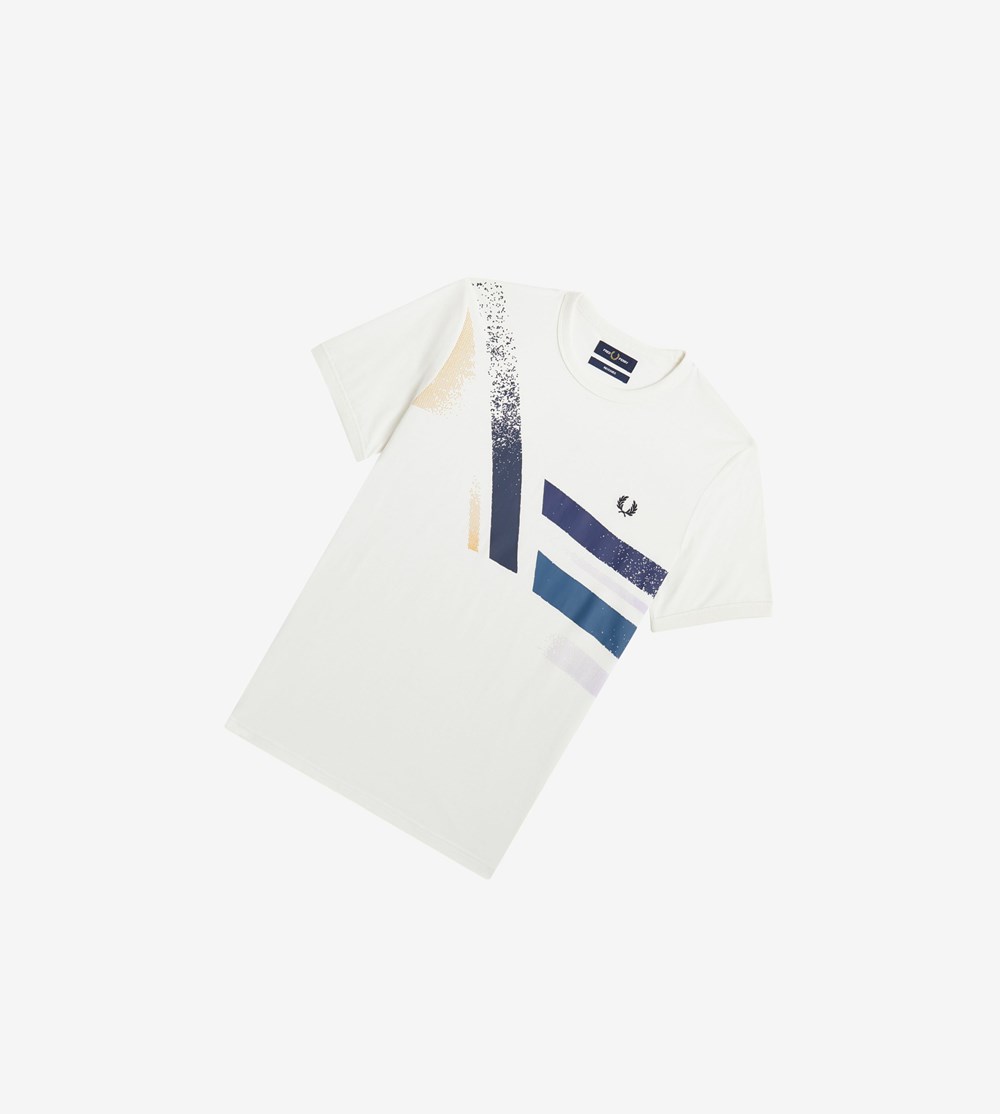 White Fred Perry Reissues Abstract Graphic Men's T Shirts | YIPDW-7913