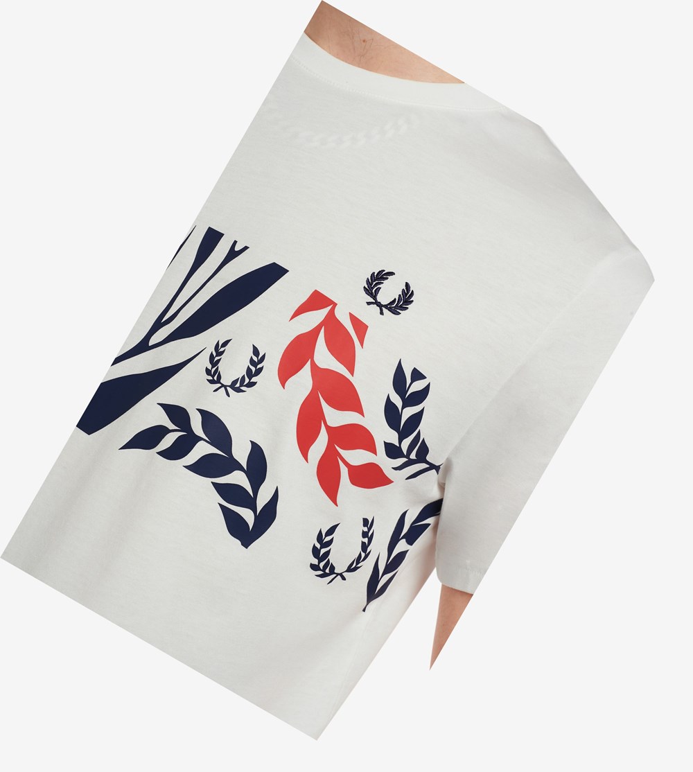 White Fred Perry Reissues Archive Vine Graphic Men's T Shirts | GXZBO-0139