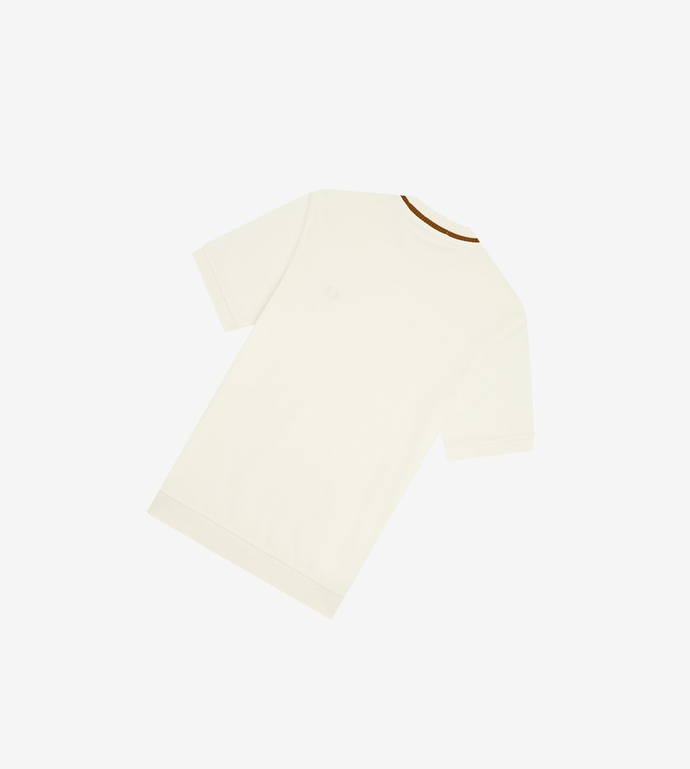 White Fred Perry Reissues Crew Neck Piqué Men's T Shirts | PAFTS-7412