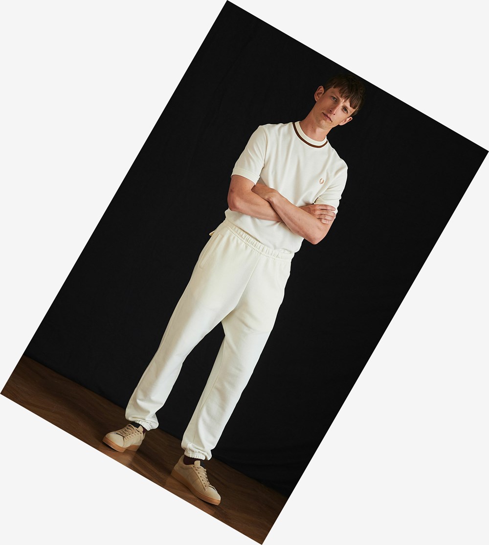 White Fred Perry Reissues Crew Neck Piqué Men's T Shirts | PAFTS-7412