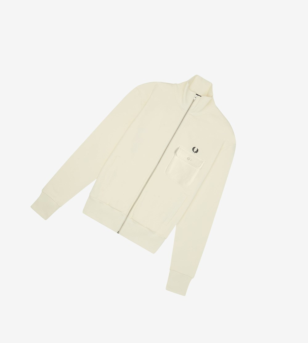 White Fred Perry Reissues Funnel Neck Men's Track Jacket | LHKAI-3821