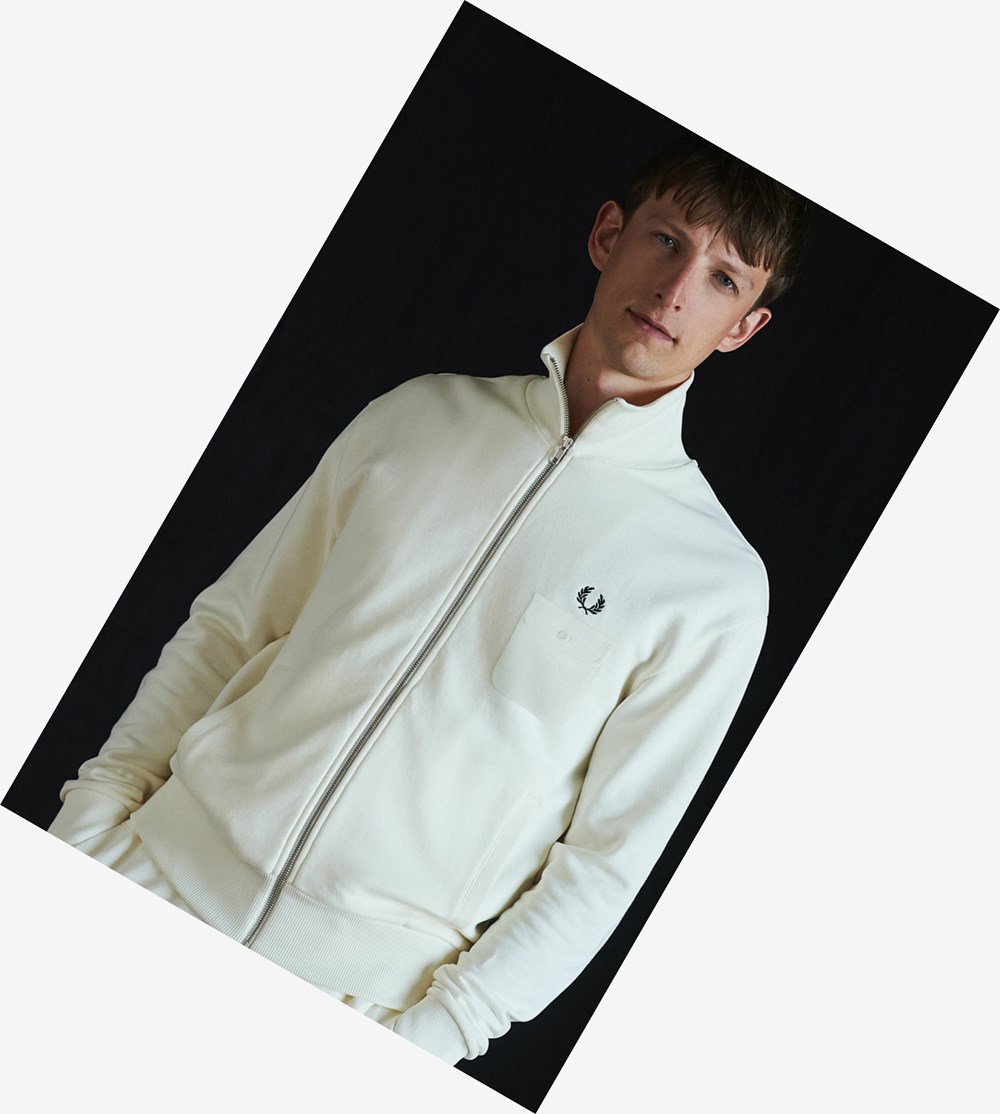 White Fred Perry Reissues Funnel Neck Men\'s Track Jacket | LHKAI-3821