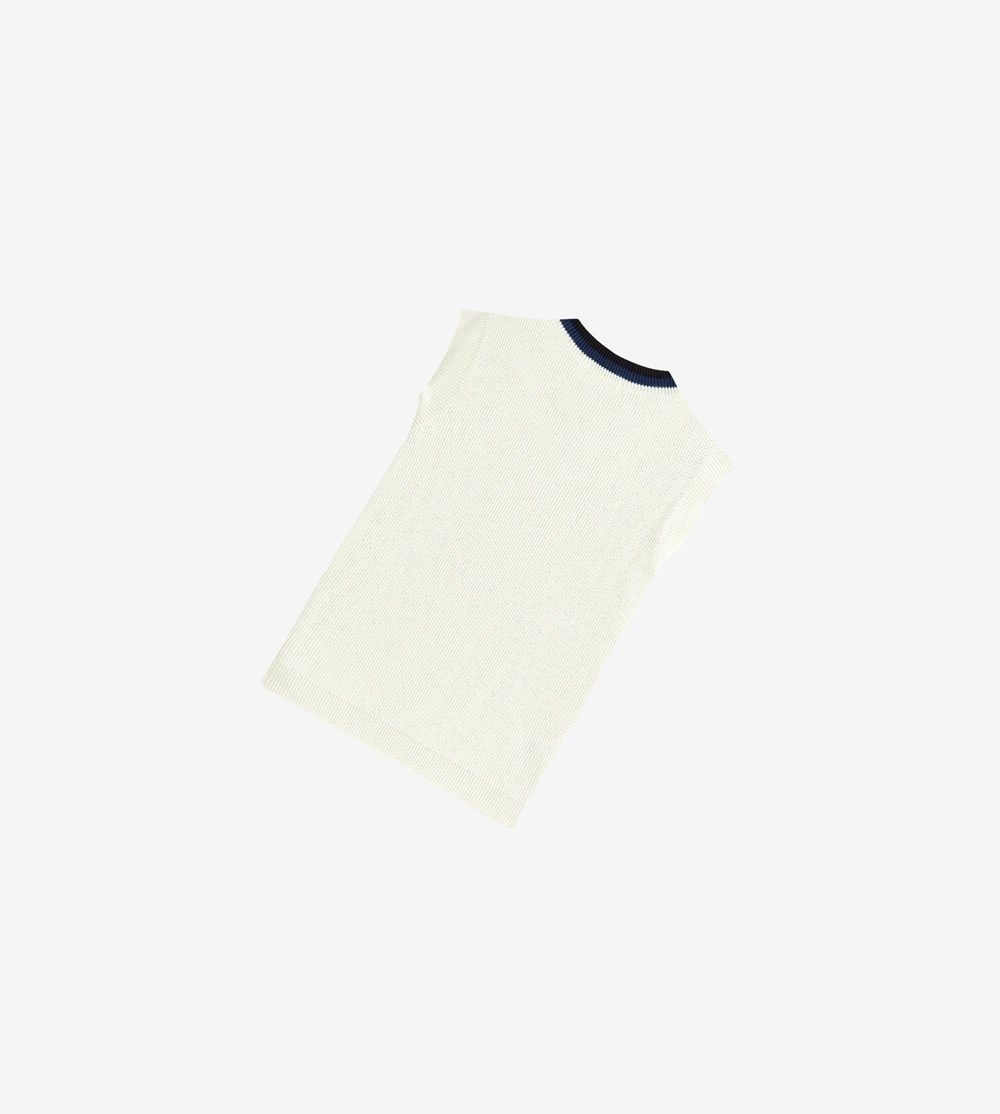 White Fred Perry Reissues V-Neck Knitted Tank Men's Knitwear | YCJFV-9031