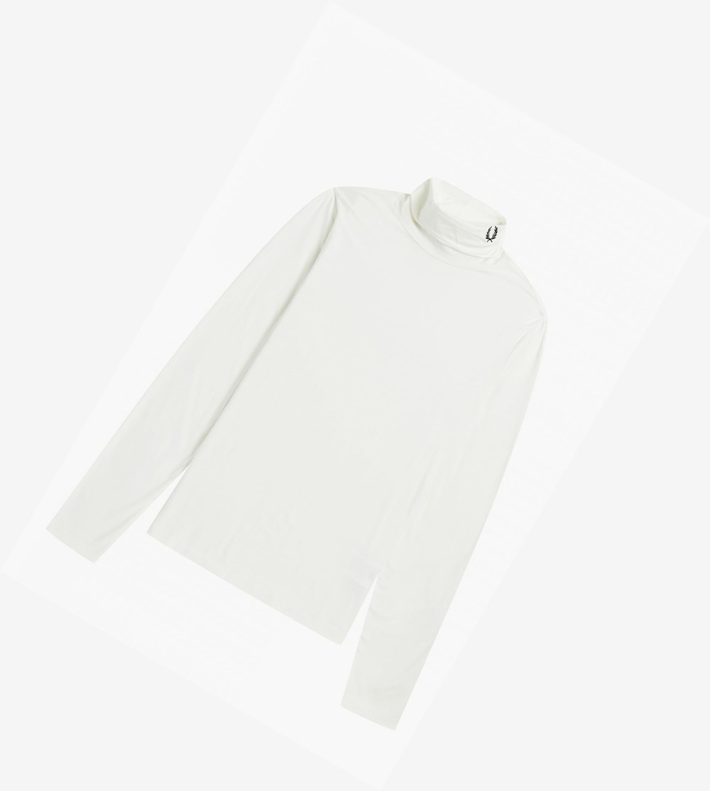 White Fred Perry Roll Neck Top Women's Polo Shirts | SMODP-3758