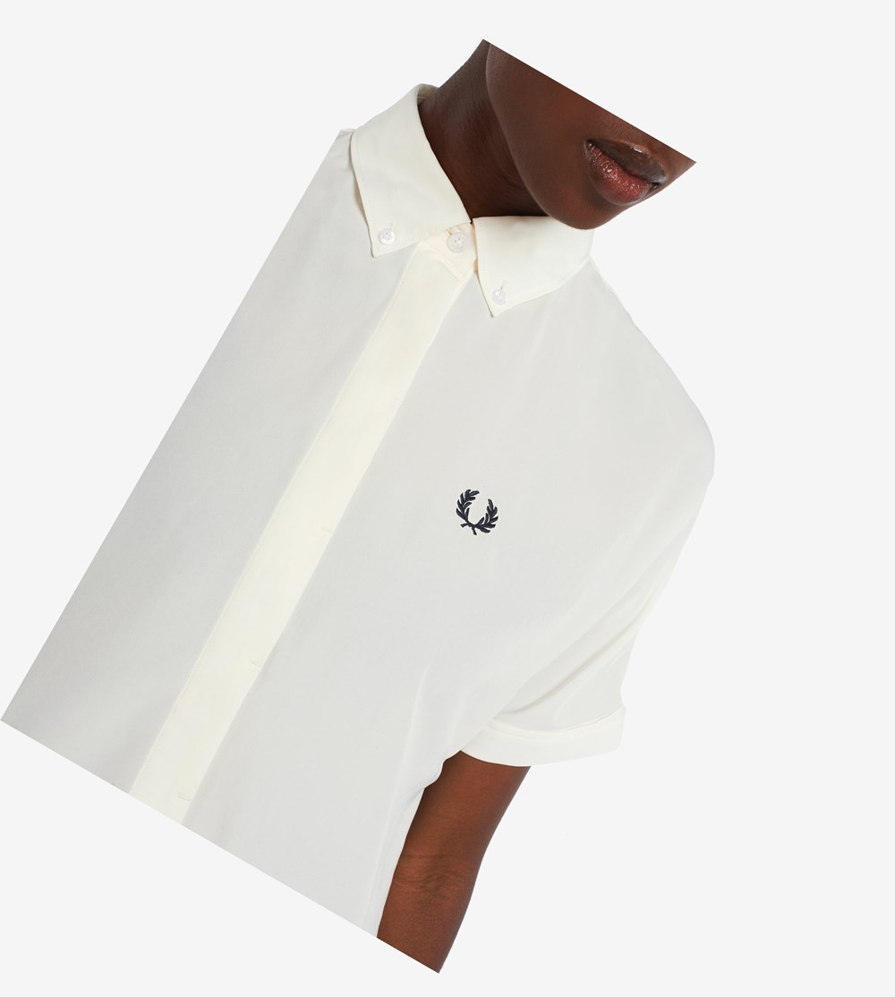 White Fred Perry Shirt Women's Dresses | VYTJI-2147