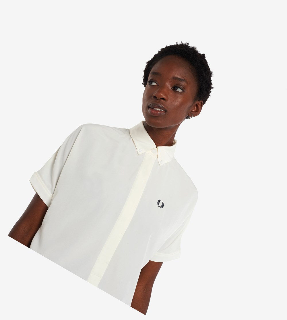 White Fred Perry Shirt Women's Dresses | VYTJI-2147