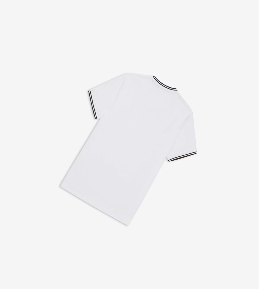 White Fred Perry Twin Tipped Men's T Shirts | BWYHO-2814