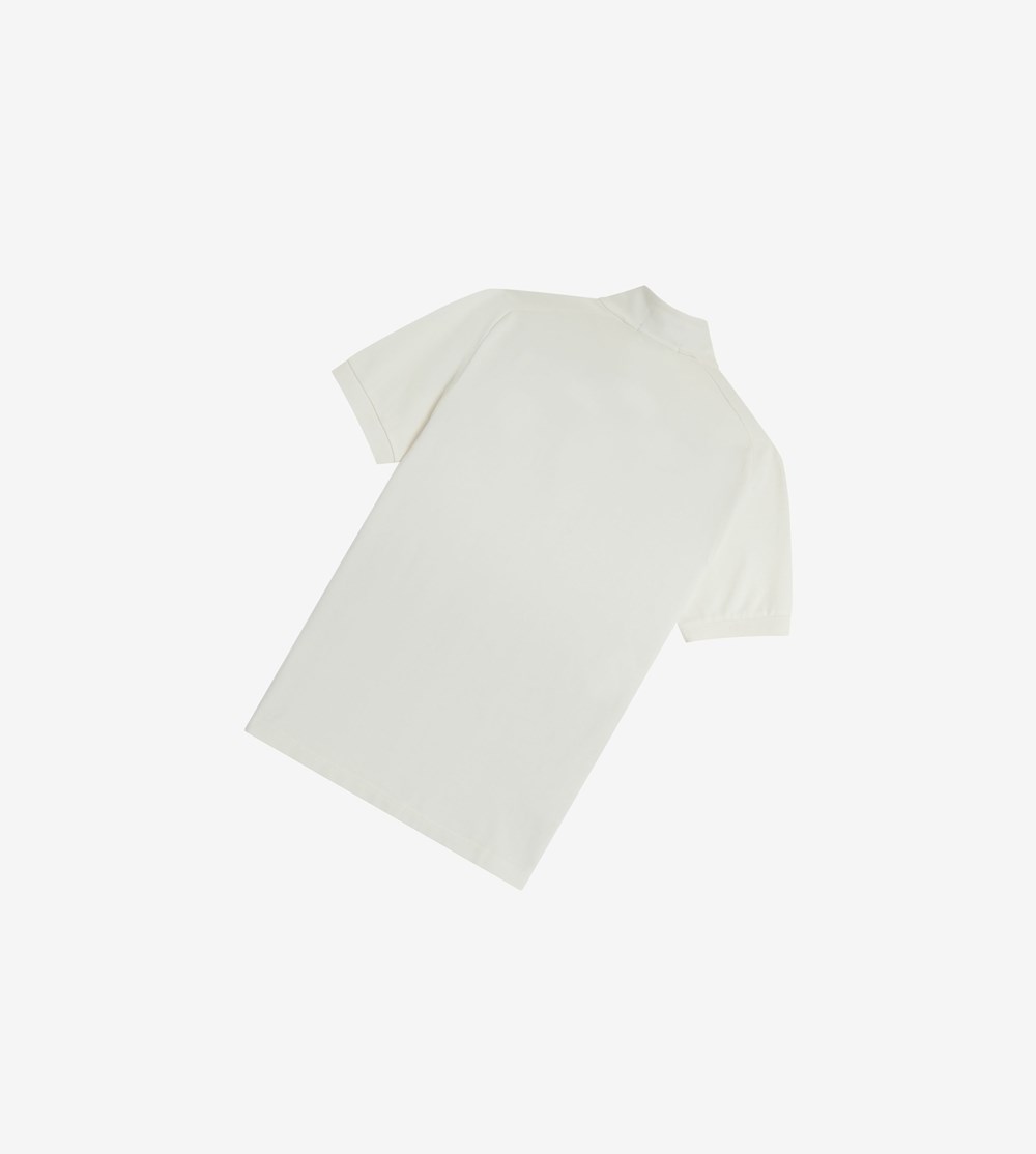 White Fred Perry Zip Neck Raglan Sleeve Men's Polo Shirts | BPEVO-7901