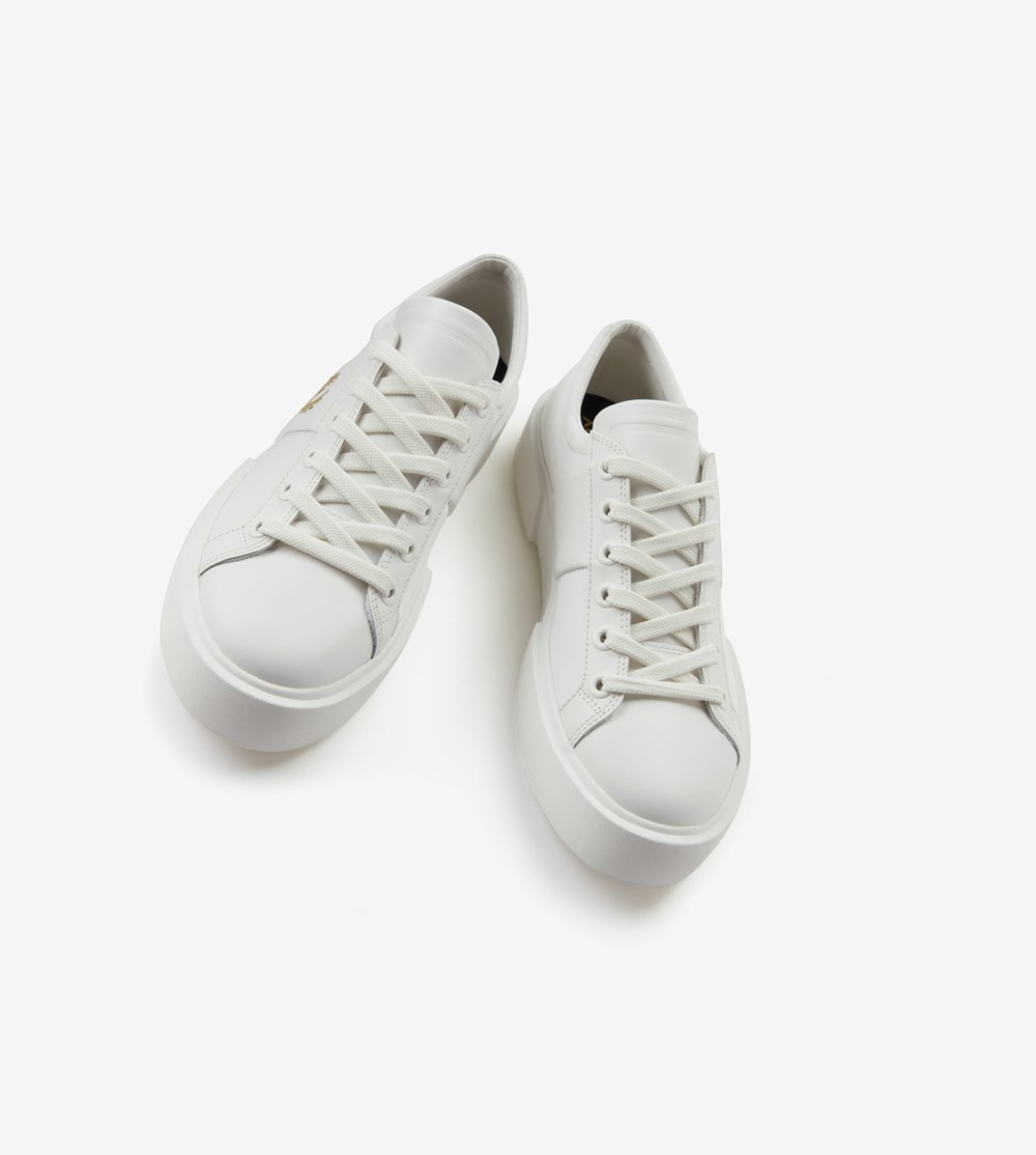 White / Metal Gold Fred Perry Exmouth Men's Sneakers | JMSVB-0694