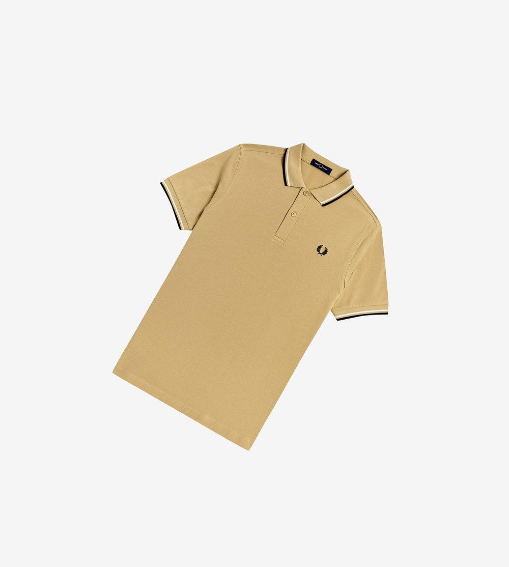 White / Navy Fred Perry M3600 Men's Polo Shirts | MZESC-0239