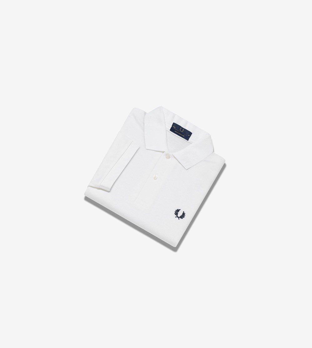 White / Navy Fred Perry M3 Men's Polo Shirts | BYFSA-1763