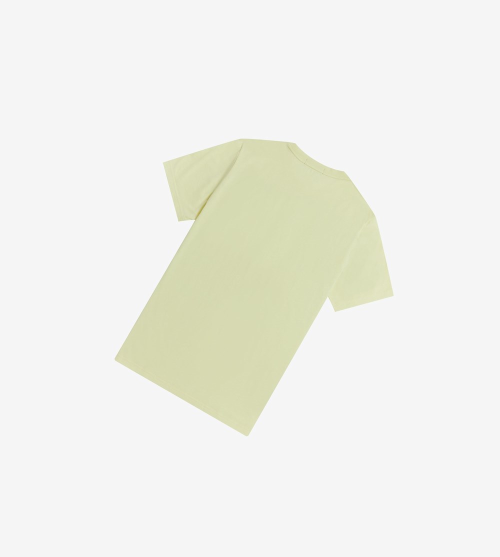 Yellow Fred Perry Embroidered Men's T Shirts | YEZKJ-0598