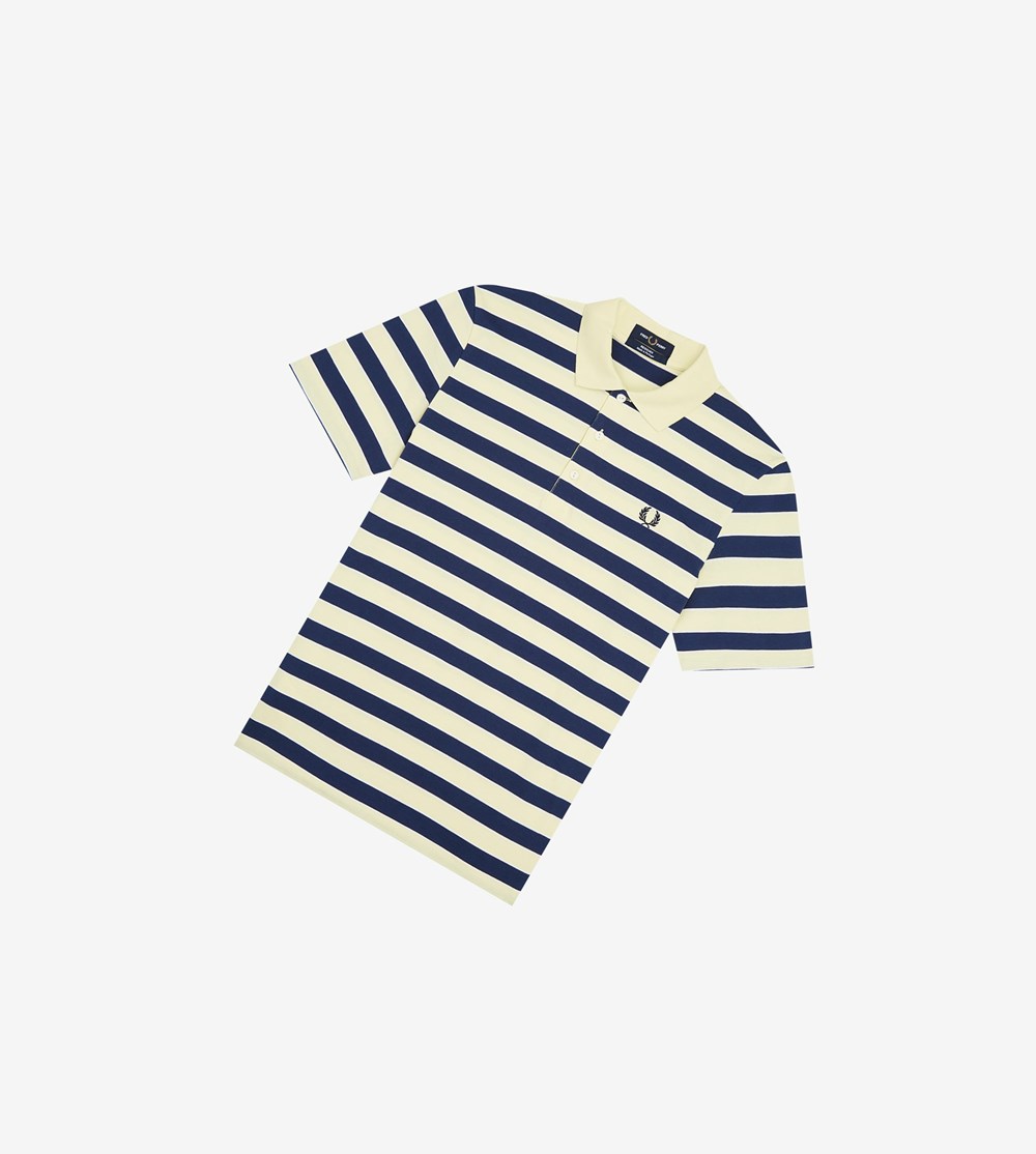 Yellow Fred Perry Reissues Striped Jersey Men's Polo Shirts | CDMAS-5479