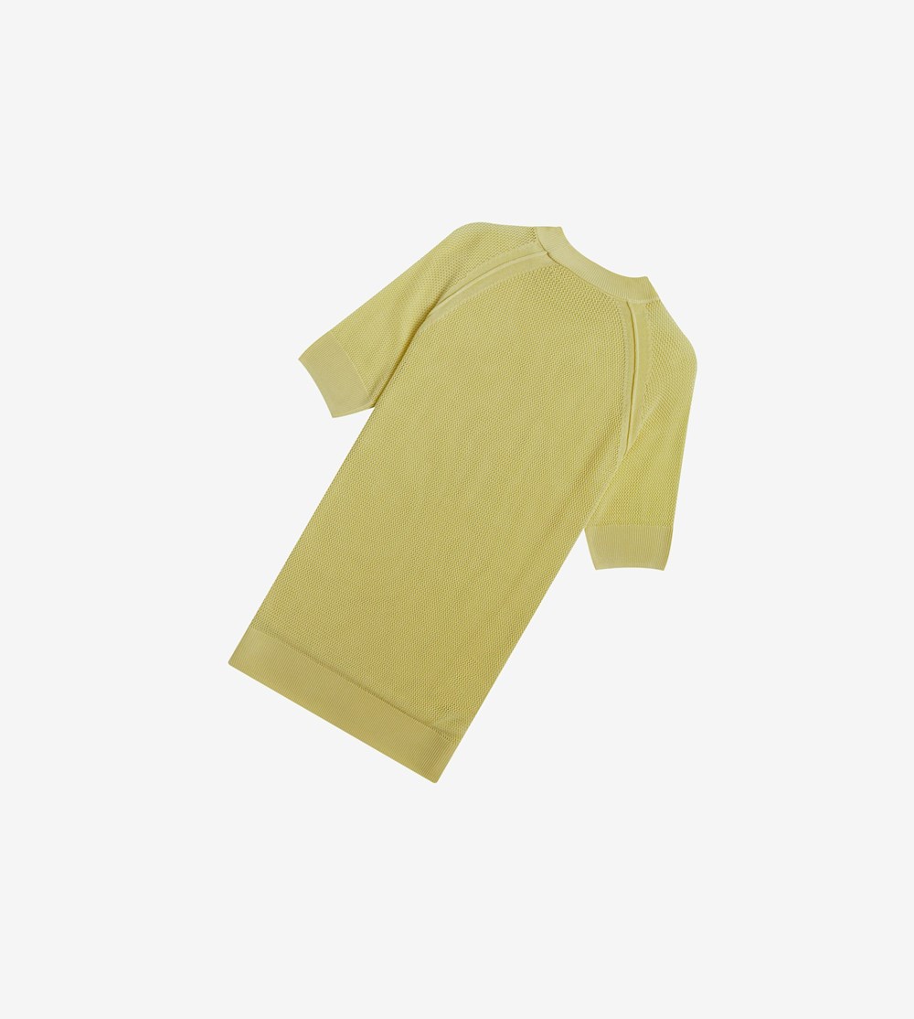 Yellow Fred Perry Short Sleeve Open-Knit Jumper Women's Knitwear | ZLXGQ-9012