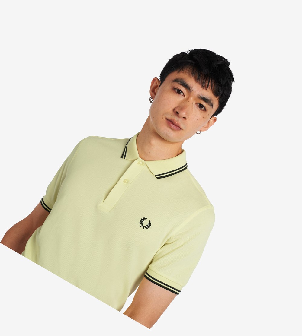 Yellow / Navy / Black Fred Perry M3600 Men's Polo Shirts | JVMZS-1530