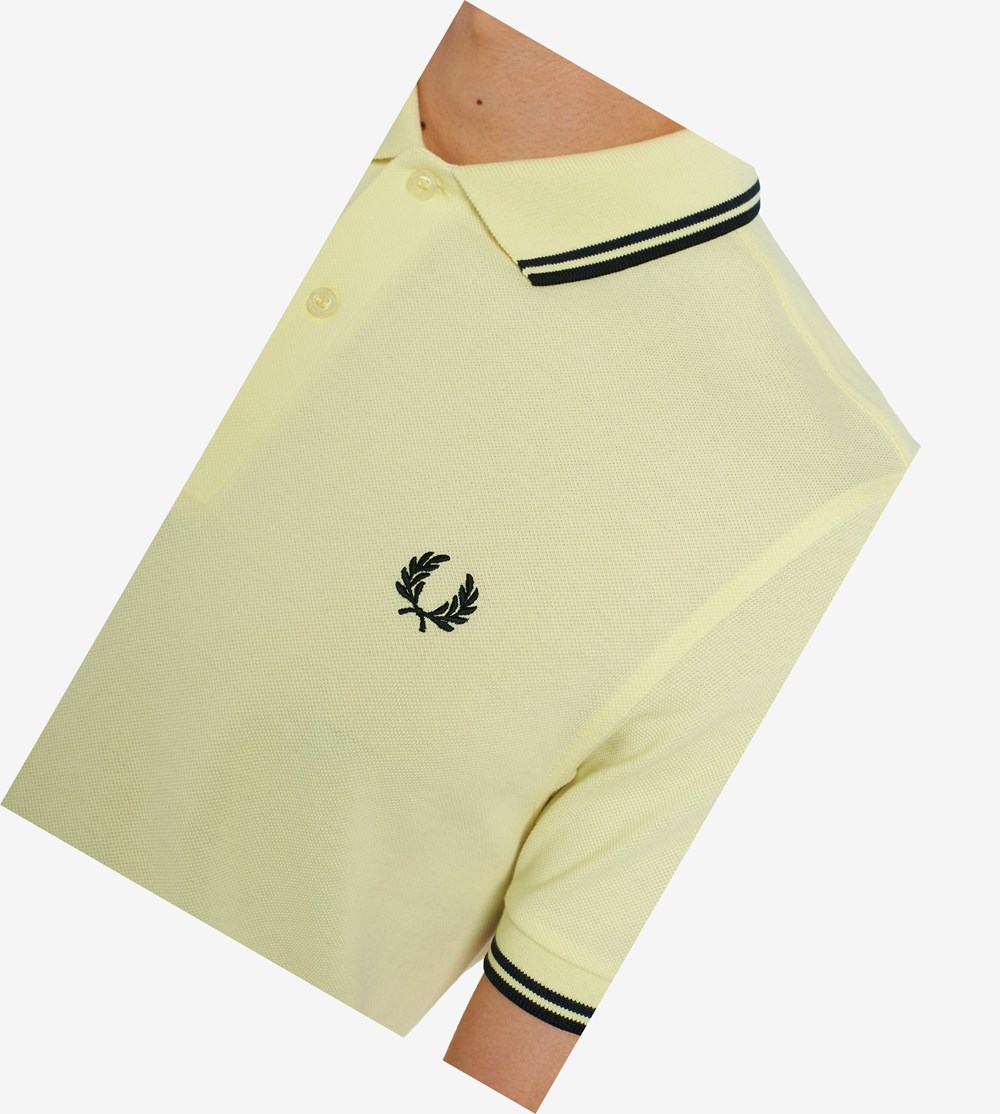 Yellow / Navy / Black Fred Perry M3600 Men's Polo Shirts | JVMZS-1530